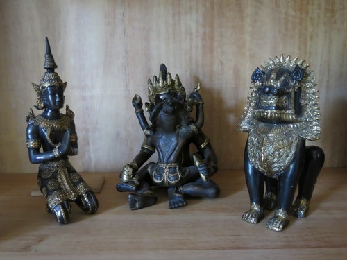 Thai bronze figur betende - bronze,