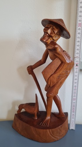 Holzfigur bauer mit - holzfigur,, ente