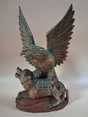 Holz skulptur adler wolf - adler, &