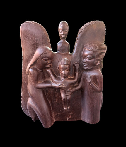 Heilige familie holzskulptur - heilige,